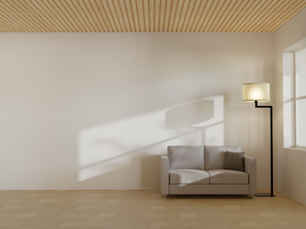 Гостиная с открытым потолком